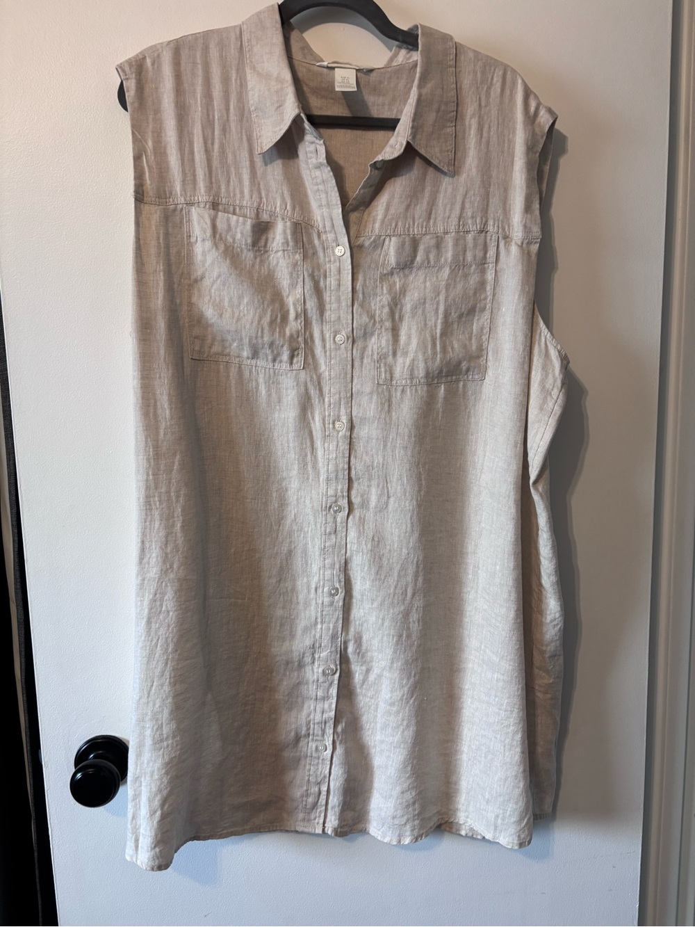 100% Linen Sleeveless Button-Down Tunic